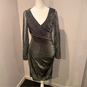White House Black Market Metallic Long Sleeve Dress